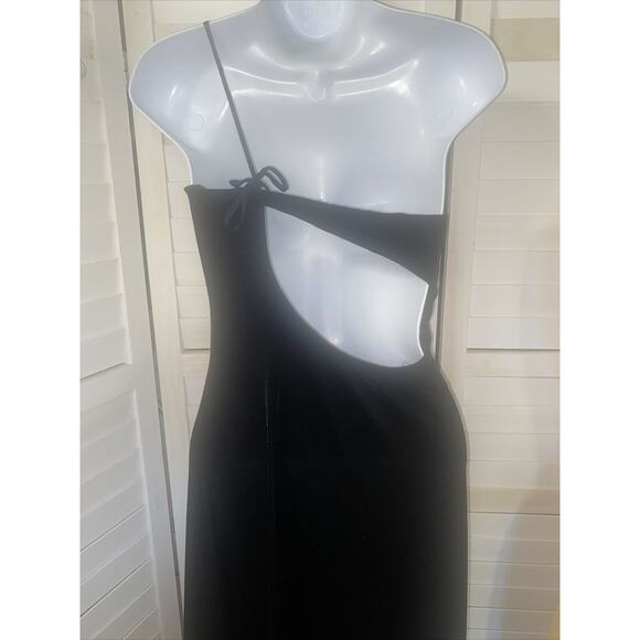 Vtg 90s/00s Y2K Women’s Black Maxi Velvet Cocktail Dress Size 4 - Picture 5 of 9